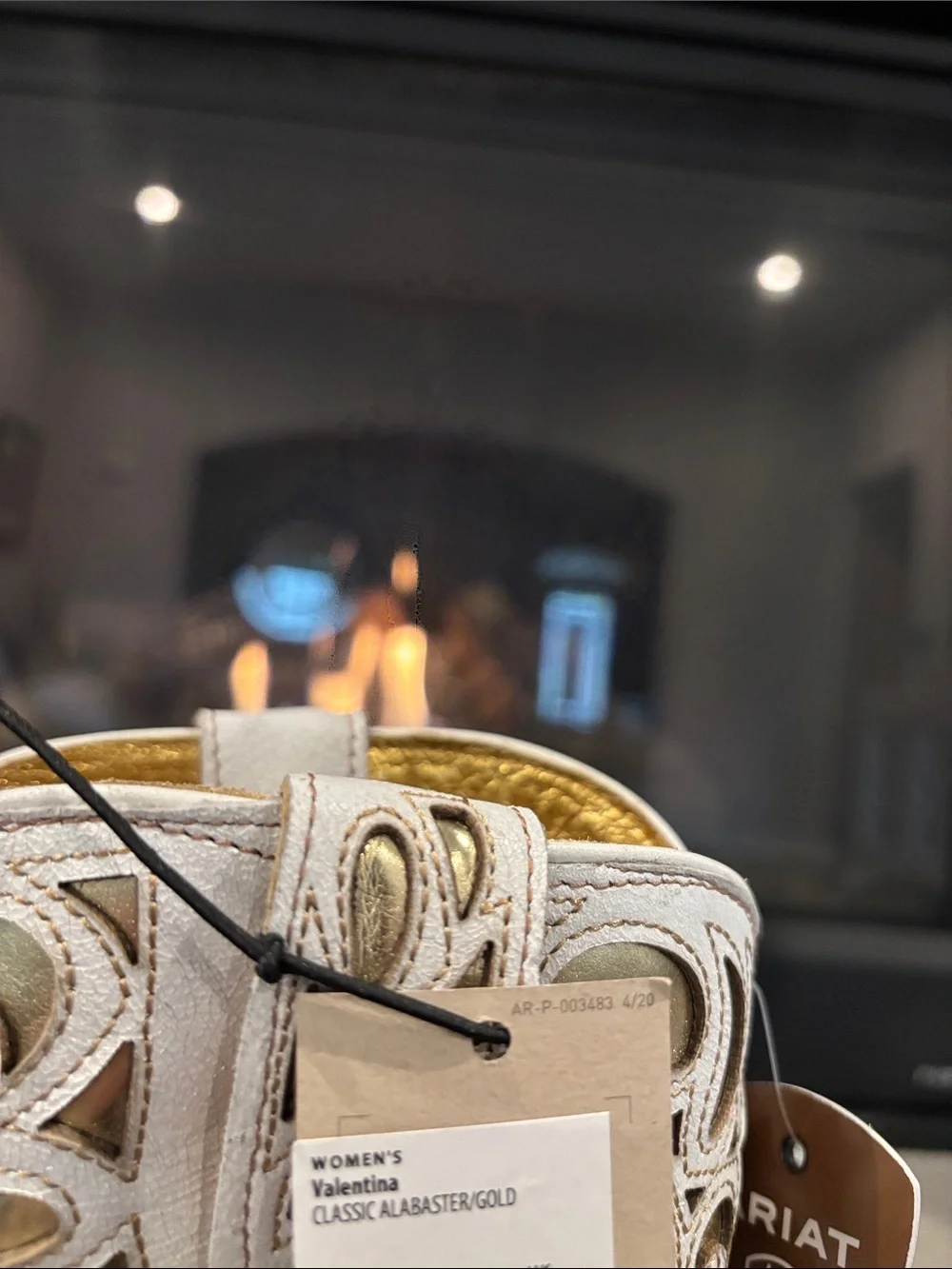 Ariat Valentina Classic Alabaster/Gold full grain leather,X toe,ATS,Western - Picture 12 of 13